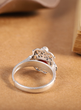 新款复古做旧双鱼亲嘴戒指女款简