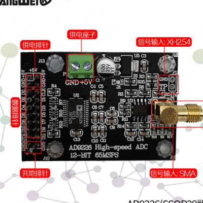 高速AD模块 AD9226模块 12位ADC 65M 模数转换器 数据采集 FPGA - 图0