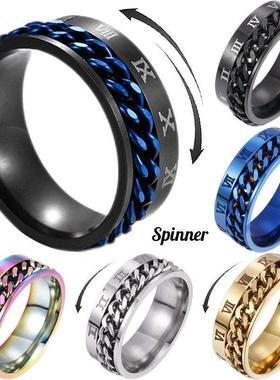 Anxiety Fidget Ring For Men Punk Titanium Stainless Steel Bl