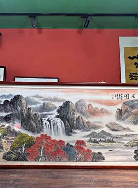 国画山水手绘真迹客厅沙发装饰画