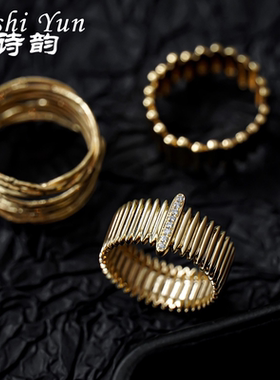 通体s925纯银潮酷风琴戒指