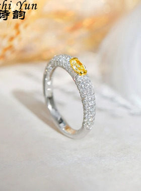 帕诗韵S925高碳黄钻轻奢戒指女