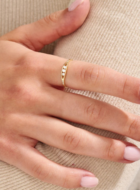 帕诗韵s925纯银三颗钻石戒指法式轻奢高级感百搭时尚指环尾戒女