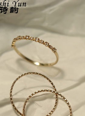 帕诗韵S925纯银时尚优雅镶嵌点钻戒指可堆叠细带百搭简约风尾戒女