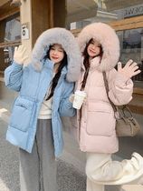 Down clothes Winter women 2023 new large code thickened medium length 200 grams of fat mm winter gattening duck suede jacket 3