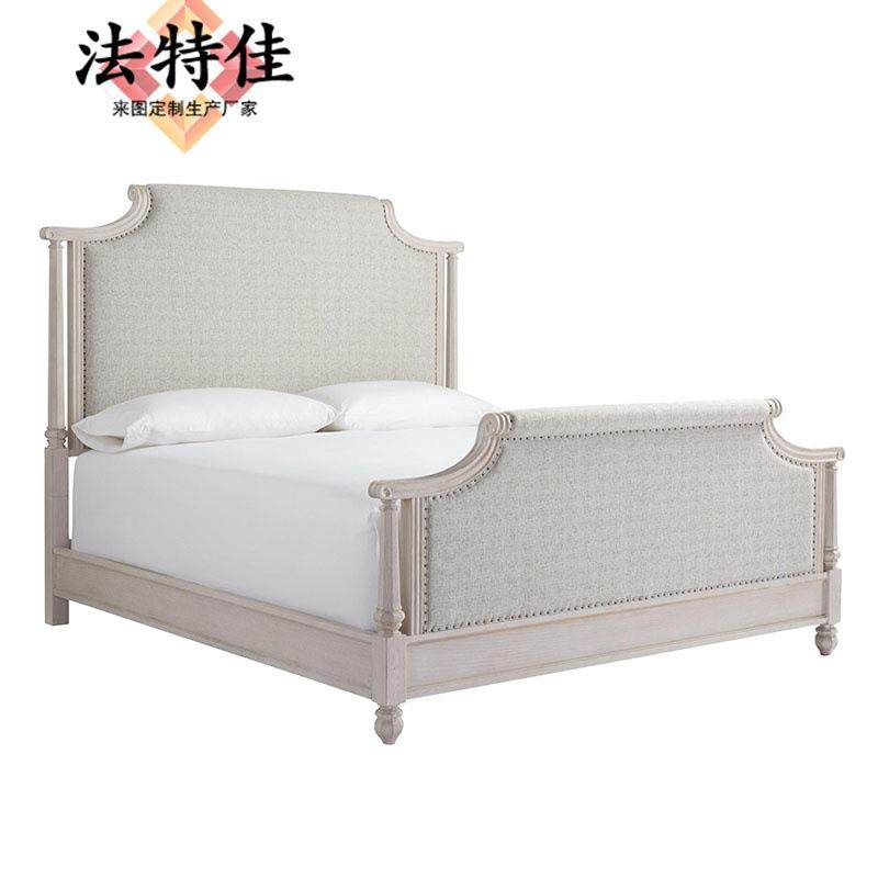 复古高端美式实木布艺双人床仿古白色1.8米主卧大床,淘宝优惠券,粉丝福利购,淘宝优惠卷