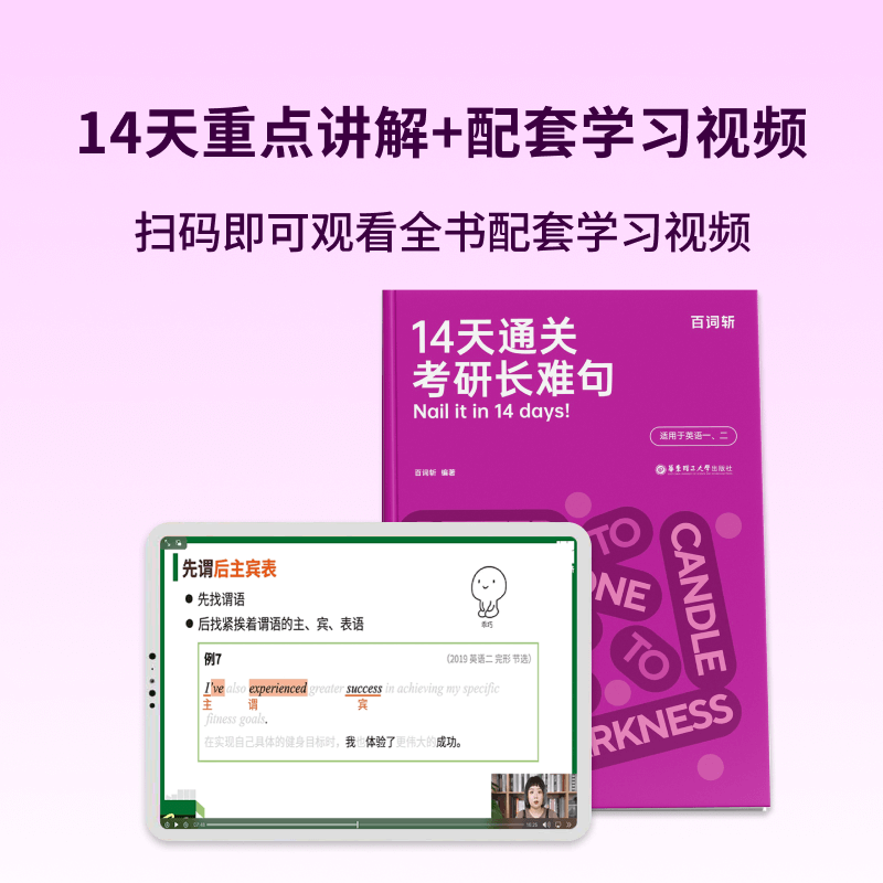 百词斩 14天通关考研长难句 华东理工大学出版社 含视频英语 适用英语一二2023考研备考 - 图0