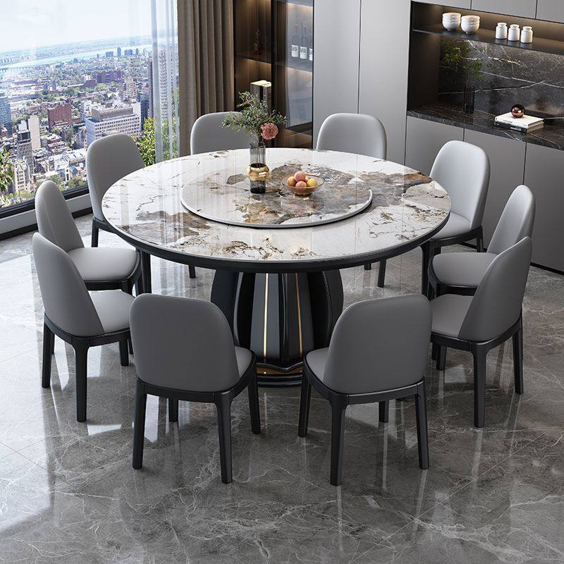 高端实木岩板餐桌椅组合2025新款轻奢家用客厅大圆桌带转盘吃饭桌,淘宝优惠券,粉丝福利购,淘宝优惠卷