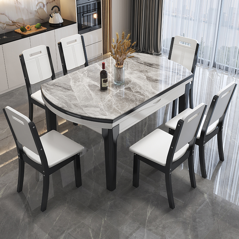 实木岩板餐桌椅轻奢高级家用小户型现代简约伸缩多人饭桌可变圆桌,淘宝优惠券,粉丝福利购,淘宝优惠卷