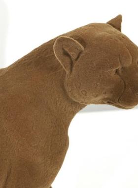 轻奢创意金钱豹公仔装饰摆件样板间猎豹树脂植绒棕豹子桌面饰品