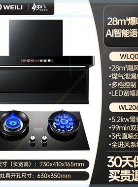 WLQ07抽油烟机燃气双灶套装家用大吸力吸油烟套餐自动清洗