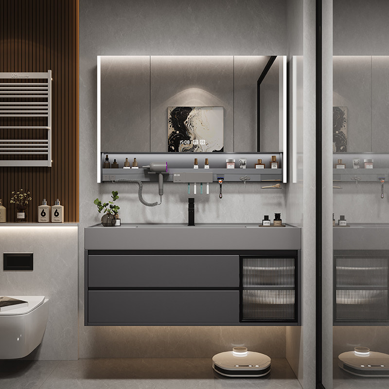 轻奢浴室柜组合纳米岩石微晶石一体盆实木洗手洗脸盆卫生间洗漱台,淘宝优惠券,粉丝福利购,淘宝优惠卷