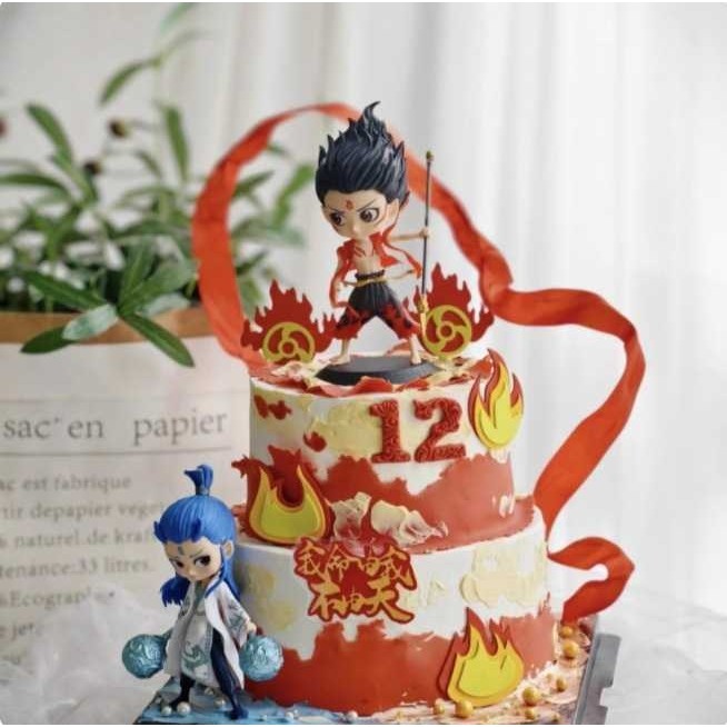 新款直销网红哪吒敖丙蛋糕装饰摆件风火轮红色混天绫儿童男孩生日,淘宝优惠券,粉丝福利购,淘宝优惠卷