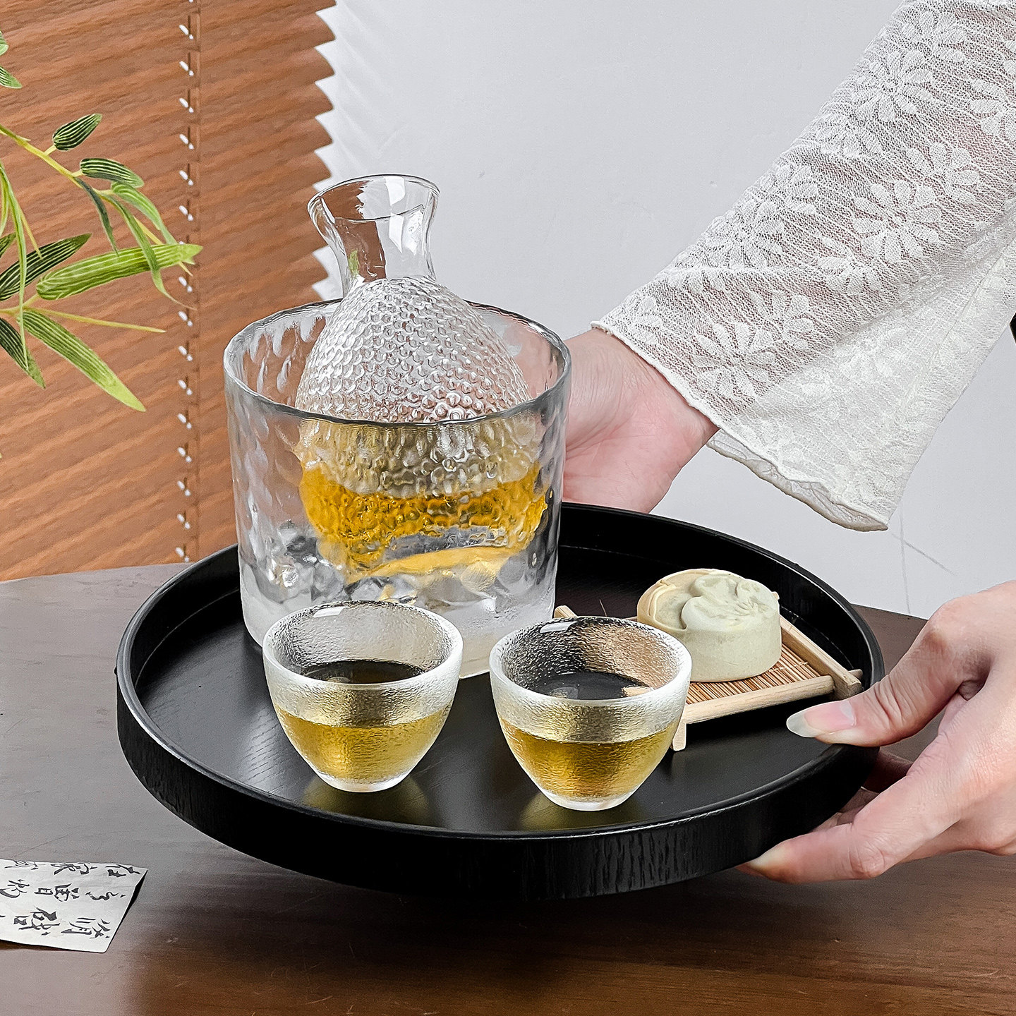 新中式锤纹清酒壶酒具家用组合套装氛围感微醺玻璃鸡尾酒杯小酒杯,淘宝优惠券,粉丝福利购,淘宝优惠卷