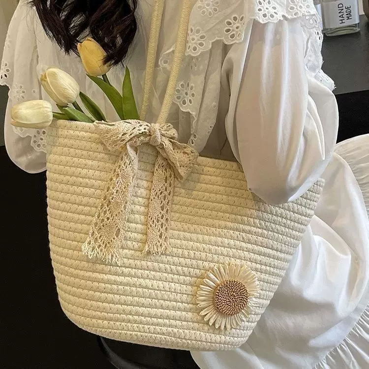 Fashionable woven extra large beach summer one-shoulder bag