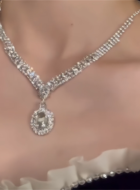 超闪水滴锆石项链耳钉套装