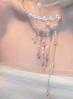 珍珠流苏choker项链女