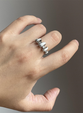 中古银白色异形戒指女