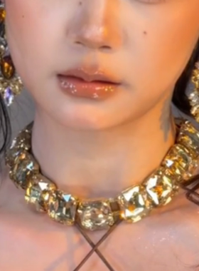 欧美重工水钻项链女轻奢小众夸张
