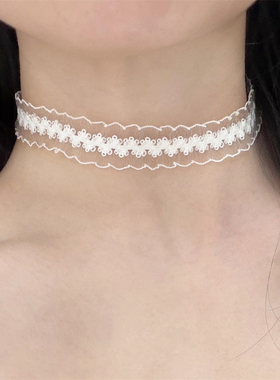 白色蕾丝choker基础款锁骨链女