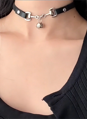 黑色皮革choker项圈颈链女
