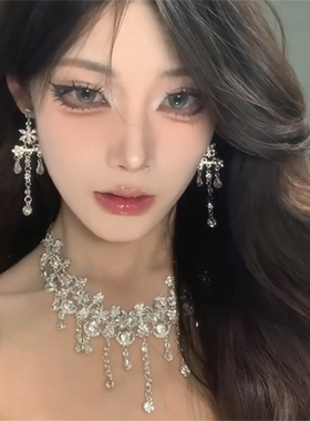 闪钻锆石项链女晚礼服夸张轻奢