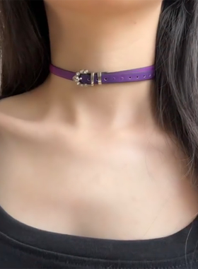 细款温感色变choker颈链女紫色