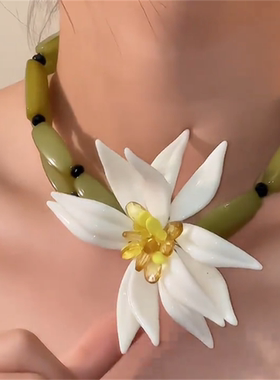 波西米亚绿色串珠项链女