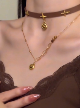 美拉德串珠choker猫眼石项链