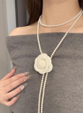 玫瑰花朵珍珠项链女款