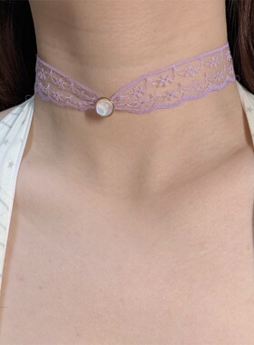 紫色蕾丝choker项圈颈链女