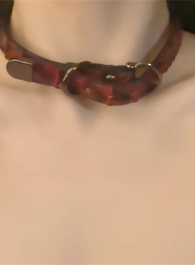 暗黑红色皮带扣choker项链