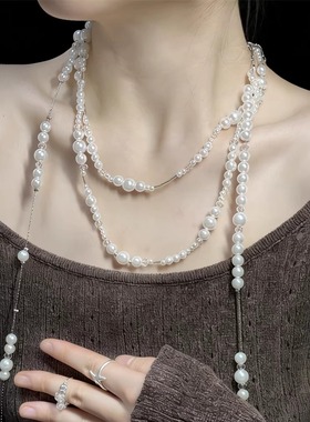 欧美复古多层珍珠叠戴项链