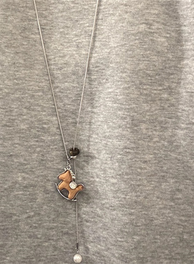 木质小马吊坠项链女款