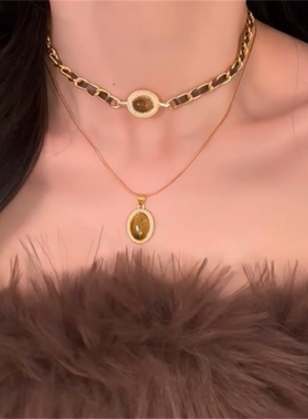 美拉德虎眼石皮革项链