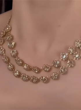 满钻锆石choker项链耳环套装