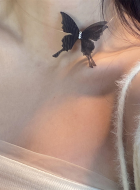 黑色蝴蝶choker项链女