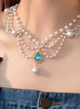 多层珍珠流苏项链女款