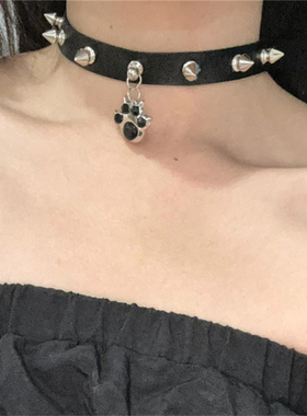 朋克哥特风狗爪铆钉项圈