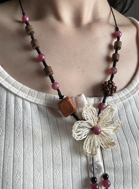 木质手工编织复古毛衣链女民族