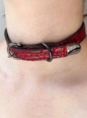 鳄鱼纹皮带扣choker女辣妹项圈