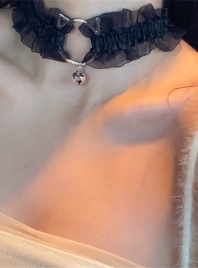 黑色网纱猫头钢圈铃铛项圈