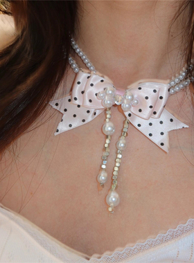 纯欲系闪锆双层珍珠choker项链