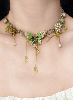 蝴蝶项链多层流苏重工辣妹