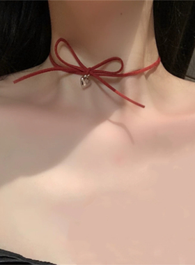 蝴蝶结项链女绑带挂脖颈