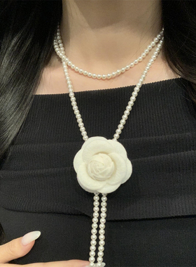 山茶花多戴珍珠项链女