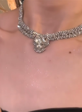 超闪钻石choker项链耳环套装