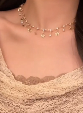 金色简约气质蝴蝶流苏颈链