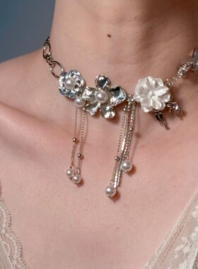 重工花朵choker项圈项链女小众