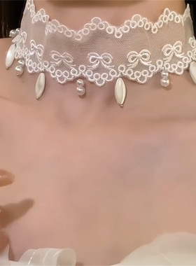 式白色蕾丝choker颈带女